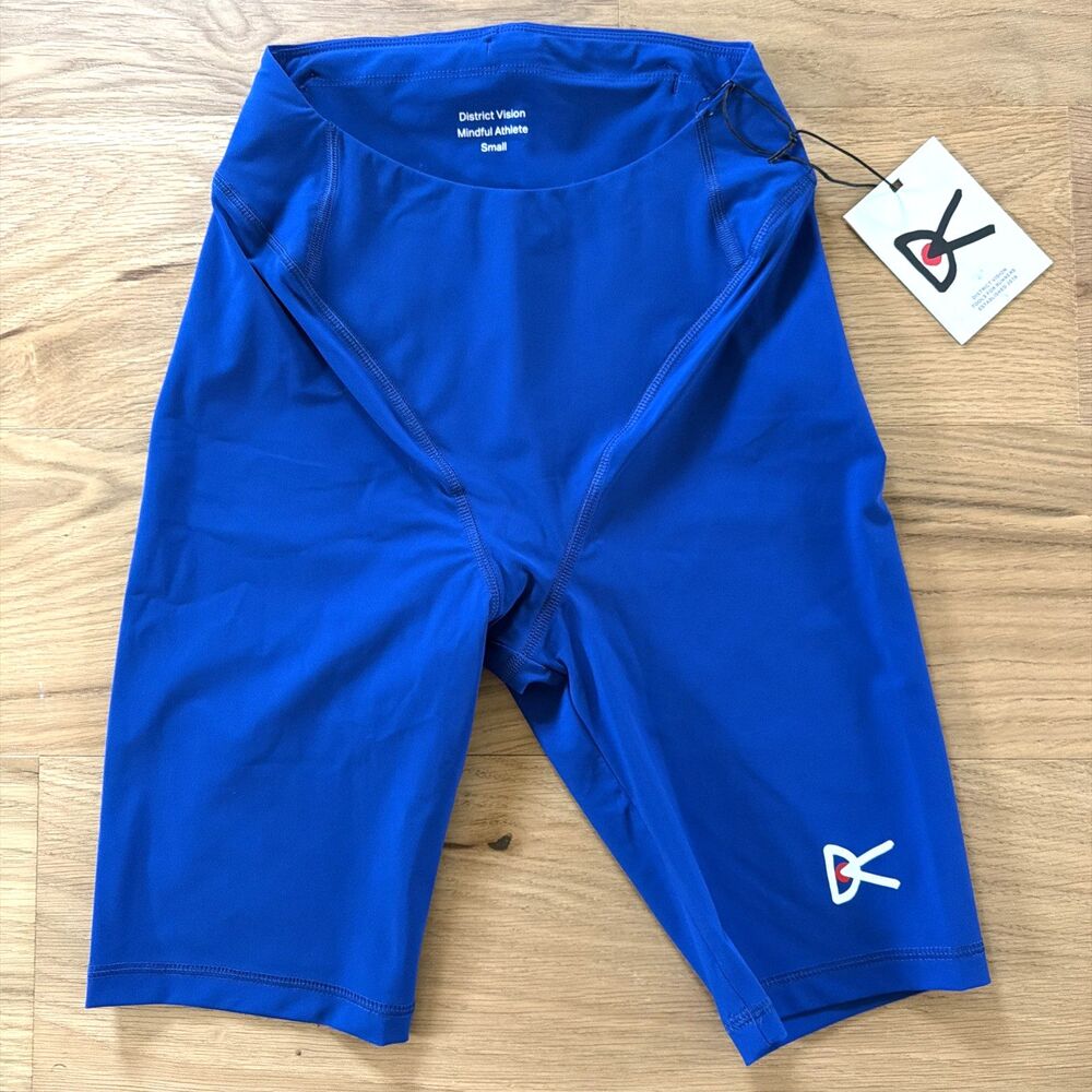 NWT District Vision Recycled Half-Tights Womens S Surf Blue Biker Shorts Pocket